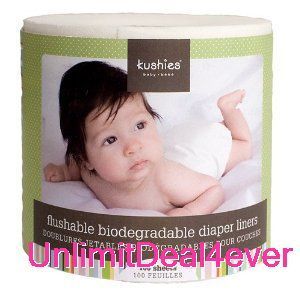Kushies Flushable Biodegradable Diaper Liners 100 Sheet
