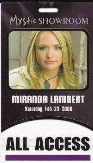 Miranda Lambert All Access Concert Backstage Pass 2008 Make OFFER