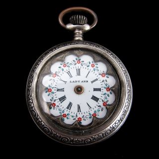 Antique LDS Langendorf Watch Co Lady Ann 800 Silver Pocket Watch