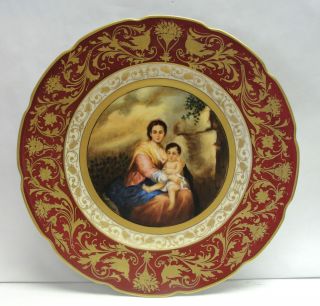 Vienna Madonna Baroque Portrait Plate Charger Signed Langhammer