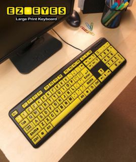 Eyes Yellow Large Print Keyboard Mousemakes Typing Easy as Seen on