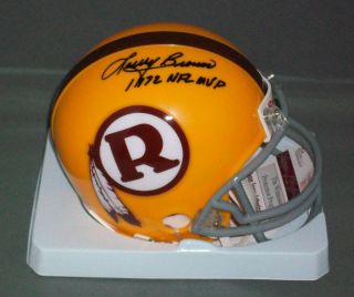 Larry Brown Signed Autographed Washington Redskins 1972 NFL MVP Mini