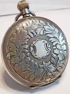 CA 1900 Swiss Hebdomas Large Silver Pocket Watch Case Antique