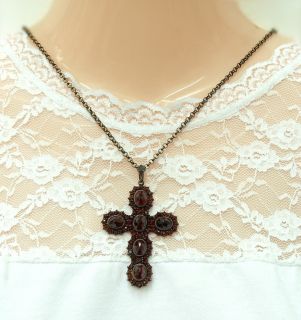 Large Vintage Garnet Cross Pendant ГРАНАТ