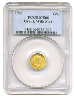 1922 Grant w Star G$1 PCGS MS66 Gold Commemorative