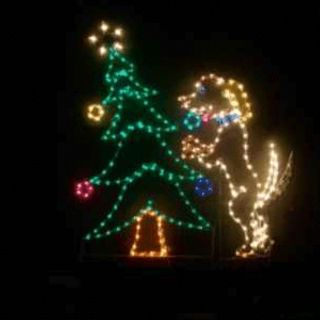 Christmas Animated Lighted Color Dog with Tree Yard Display