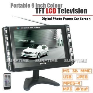 Portable 9 inch AV TV VGA 3IN1 Car LCD Screen Monitor SD USB Remote