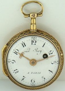 Le Roy Paris Miniature Gold Enamel Verge Fusee Pocket Watch Circa 1795