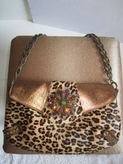 Leatherock Handbag w Western Buckle Calf Hair and Chain Shoulder Strap