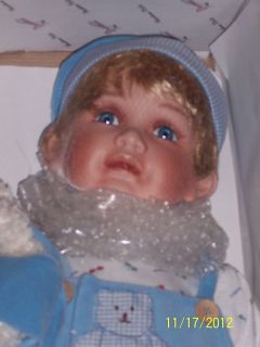 New Johnny Toddler w Bear from Duck House Porcelain 24 Doll Retired
