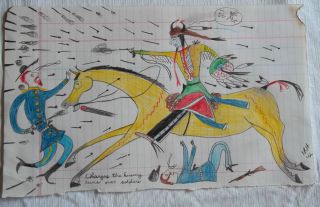 Ledger Drawing of Great Plains New Reproduction