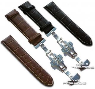 Leather Watch Strap Band Butterfly Deployant Clasp New