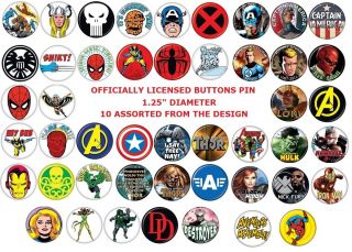 10 Assorted Marvel Button Pins 1 25