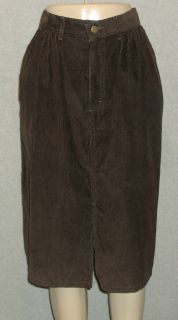Lee Dark Brown Corduroy Straight Skirt Jeans Style Front Fly 4