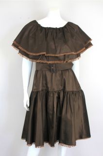 Lee Anderson Couture Brown Dress Tiered w/ Belt at Socialite Auctions