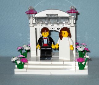 Lego Wedding Bride Groom Arch Flowers Cake Topper