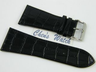 Italian Leather Watch Band Croc Grain 32 mm Strap w 24 mm Clasp