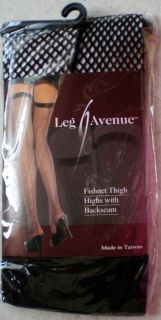 Leg Avenue Fishnet Thigh Highs with Backseam 9112 Black