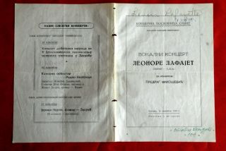 Lenora Lafayette Signed Opera Sopran 1953 EXYU Program