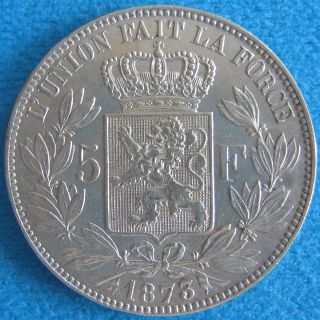 Francs 1873 Belgium Leopold II Silver