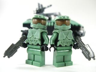 Lego custom HALO 2 green MASTER CHIEFS Minifig w Warthog Milatary Jeep