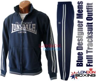 Lonsdale London Mens Full Jogging Blue Zip thru Tracksuit Jacket Pants