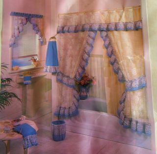 Luxury Vintage Shabby Princess Rose Sheer Lace double swag Shower