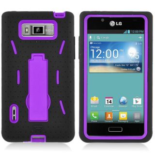 For LG Venice LG730 Impact Hard Rubber Case Phone Cover Kick Stand