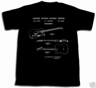 Leo Fender Telecaster Patent T Shirt L New Guitar Art