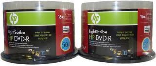 100 HP Lightscribe DVD R 16x 4 7GB Gold Color New