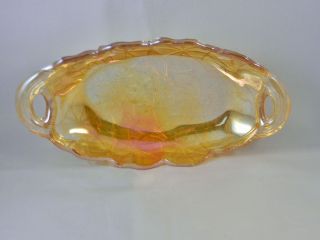  Carnival Glass Goldentone Lily Pons Pickle Relish Dish iridescent