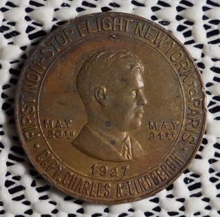 Old Charles A Lindbergh Spirit of St Louis Lucky Lindbergh Coin