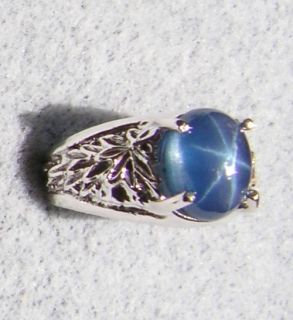 Linde Lindy Twilight Blue Star Sapphire Created SS Ring