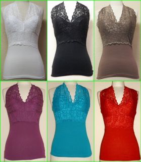 Womens Juniors New Sexy Lace Halter Tank Top Basic Casual Blouse 6