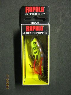 Rapala Skitter Pop SP 5 Lime Frog 2 1 4oz Topwater Bass Fishing Lure