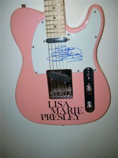 Lisa Marie Presley Signed Autograph Pink Electric Guitar Elvis Presley