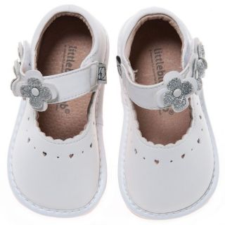 Little Blue Lamb White Mary Janes Leather Squeaky Shoes Baby Toddler