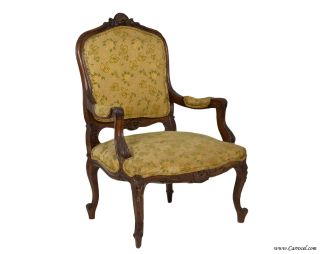 Living Room Parlor French Upholstered Louis XV Accent Arm Chair