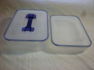 Set of 2 New Lock Lock 9x13 Rectangle Storage Containers Clear