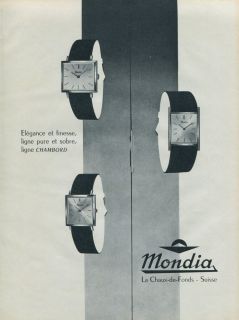 1960 Mondia Watch Company Switzerland Vintage 1960 Swiss Ad Suisse