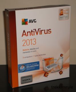 Antivirus 2013 AVG PC Tuneup 3 PCs 1 Year w Lojack 6 Months FREE SHIP