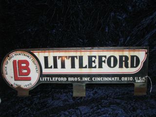 Old Littleford Bros 2 Sided Porcelain Black Top Construction Sign 1930