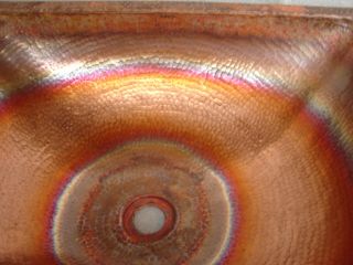 Copper Kitchen Sink Fired Colored Finish Hand Hammered Look