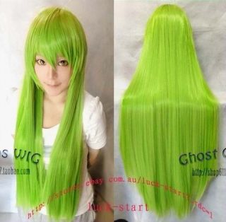 Shine New Long Green Fruit Cosplay Straight Wig Cap Heat Resistant