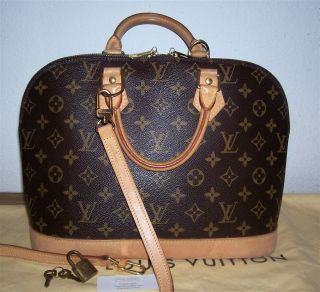 Authentic LOUIS VUITTON Monogram Alma Satchel Handbag Leather Shoulder