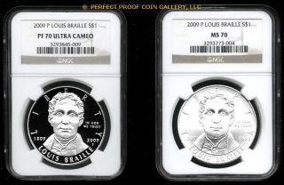 NGC PF70 UC MS70 2009 P Louis Braille 2 Coin Set