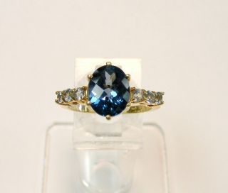 Mint 10K Gold 3 5ct London Blue Topaz Aquamarine Ring