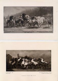 ANTIQUE HORSE FAIR & COMING FROM FAIR   ROSA BONHEUR   PERRY PRINT CO
