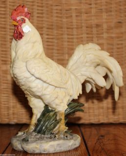 New White Rooster Chichen Resin Figure Farm Animal Barnyard Fowl Home