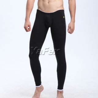 Stretchy Sexy Men’s Cotton Long Johns Thermal Underwear Pants Black